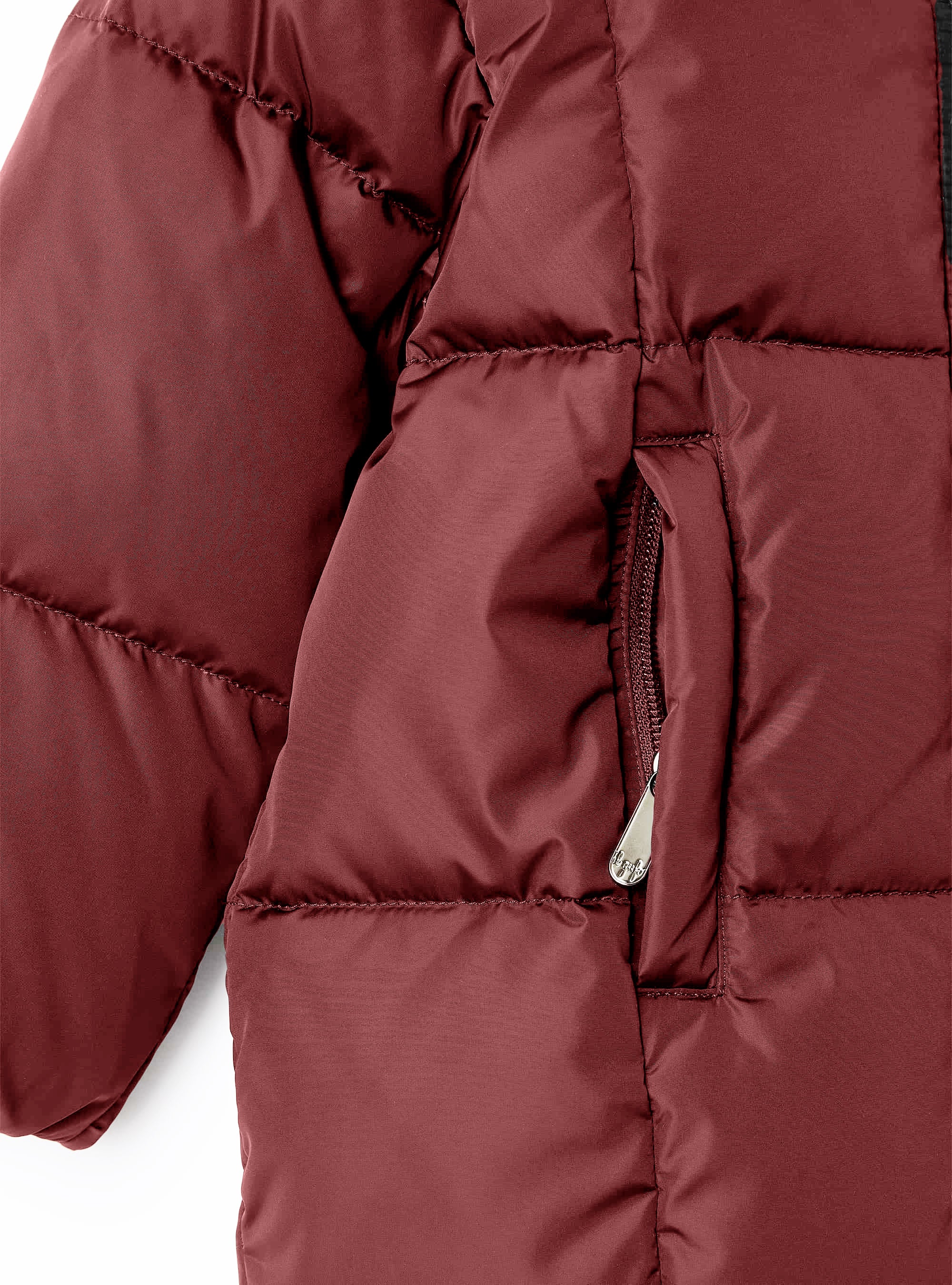 Long hooded down jacket - Burgundy