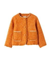 Round-neck herringbone jacket - Arancio