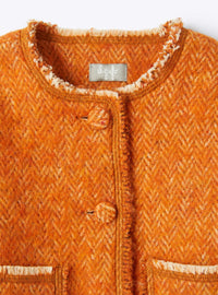 Round-neck herringbone jacket - Arancio