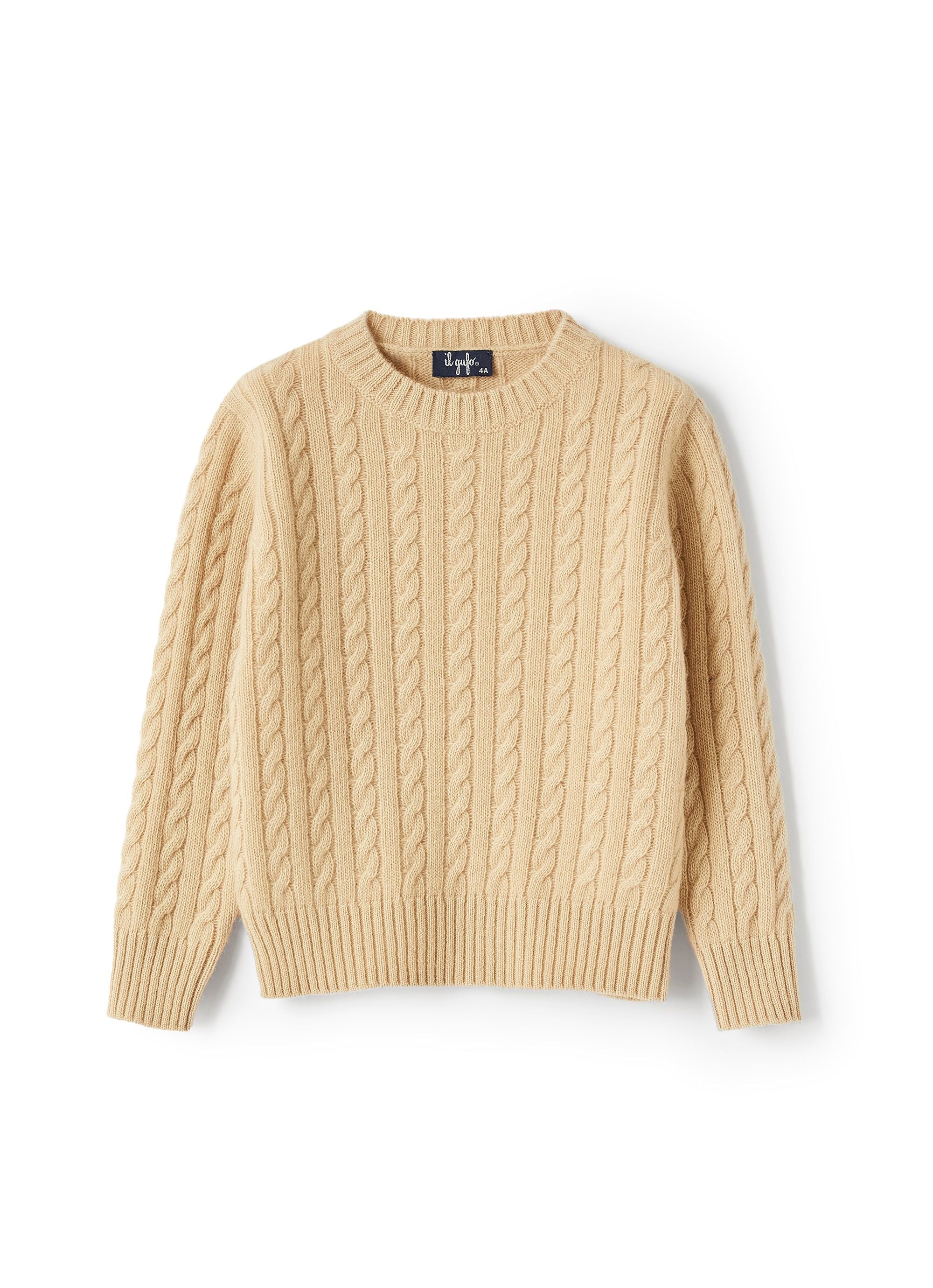 Beige jumper with wool braids - Betulla