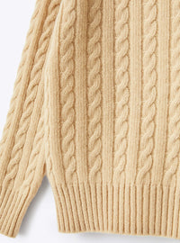 Beige jumper with wool braids - Betulla