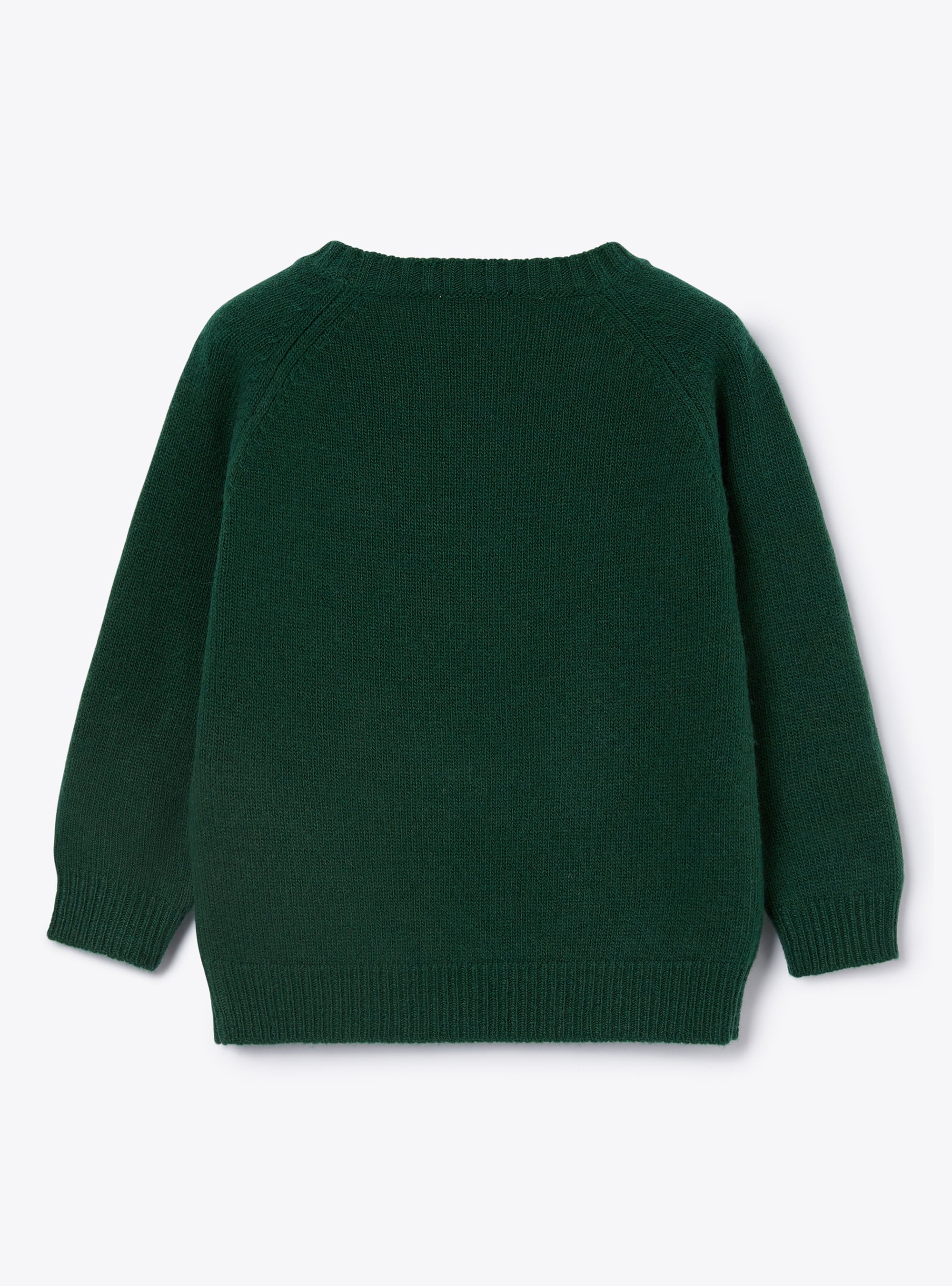 Pull ours à col rond en laine - Fir Green & Blue