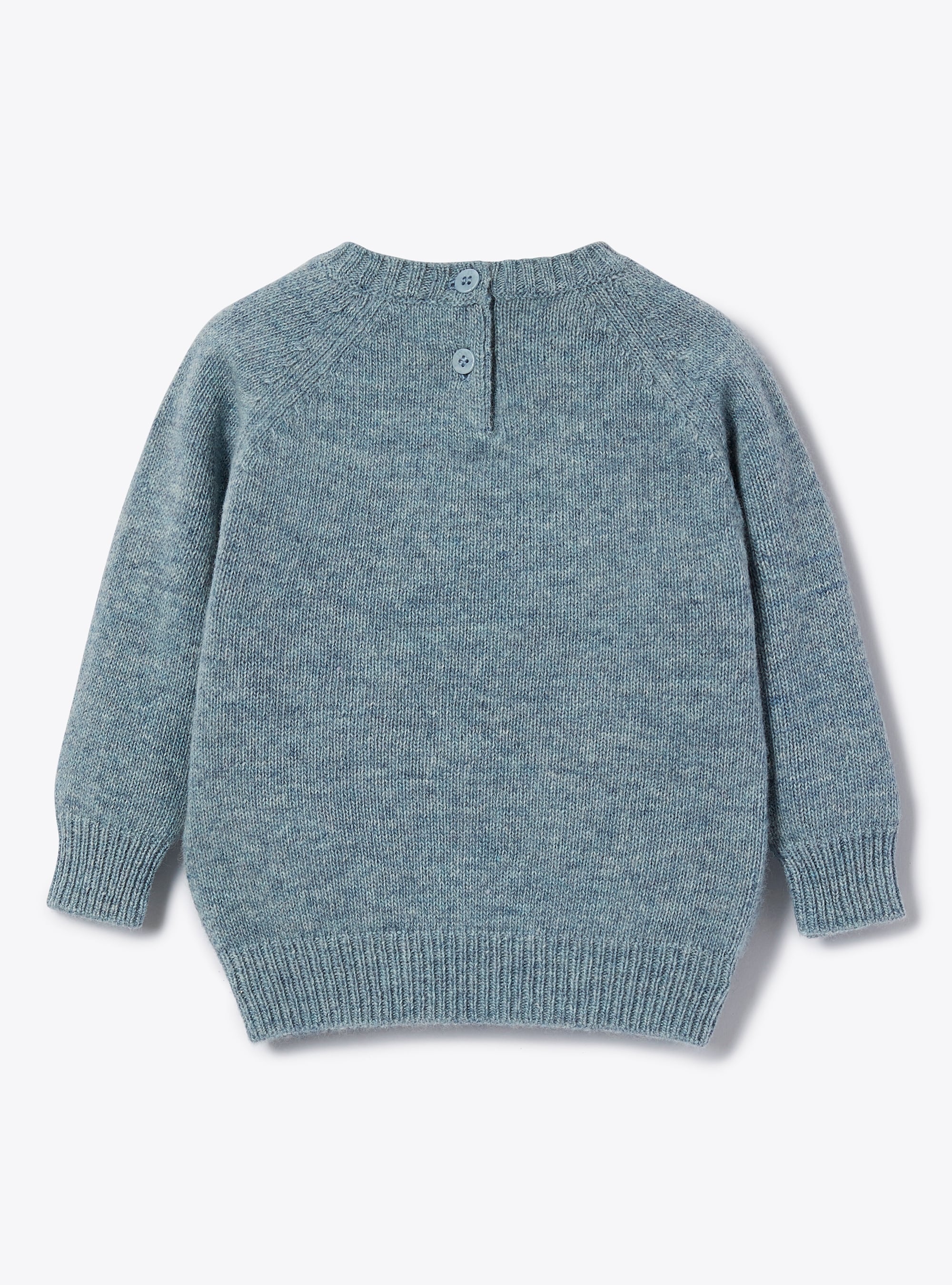 Wool round-neck jumper - Night Sky & Cloud Grey