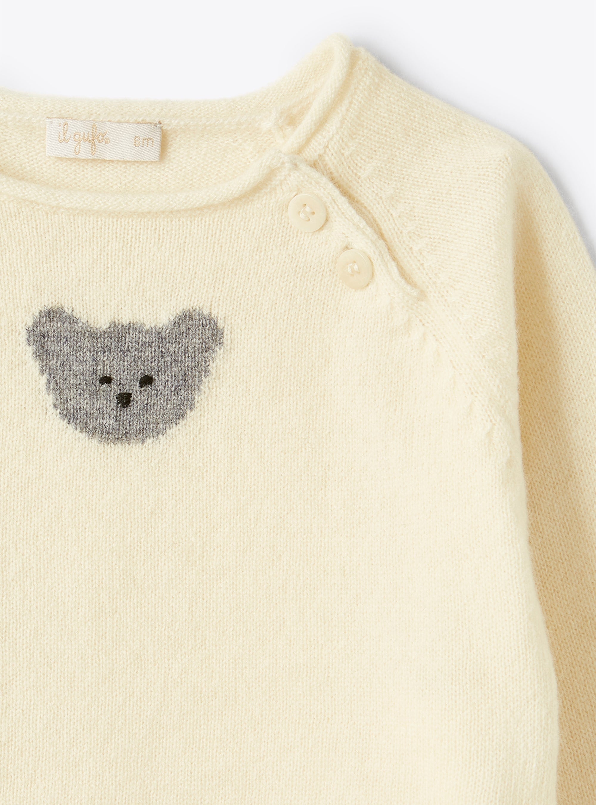 Cashmere bear jumper - Milk & Grey