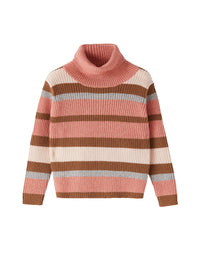 Wool striped turtleneck jumper - Rosa Bubble & Quarzo Rosa