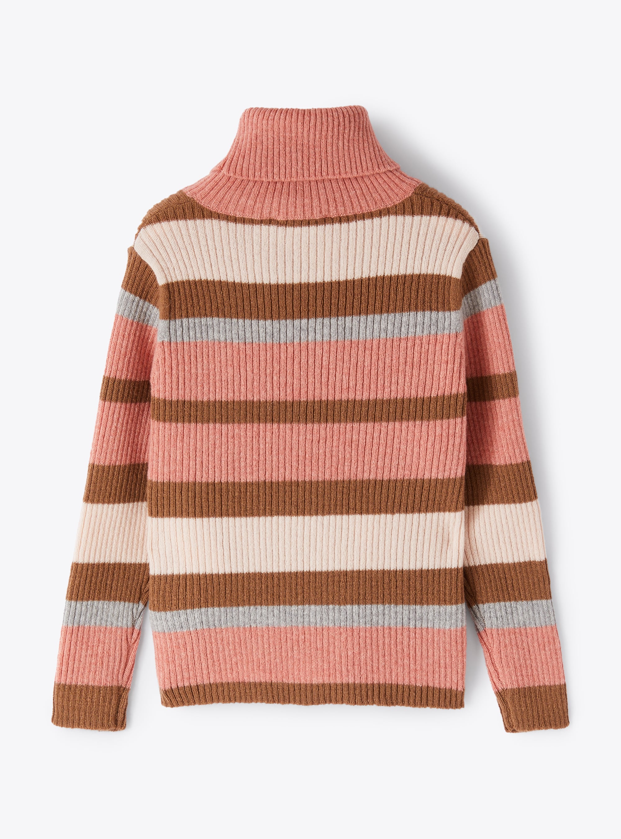 Wool striped turtleneck jumper - Rosa Bubble & Quarzo Rosa