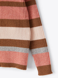 Wool striped turtleneck jumper - Rosa Bubble & Quarzo Rosa