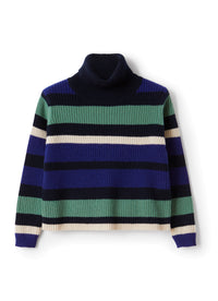 Striped wool turtleneck jumper - Bluette & Eucalipto