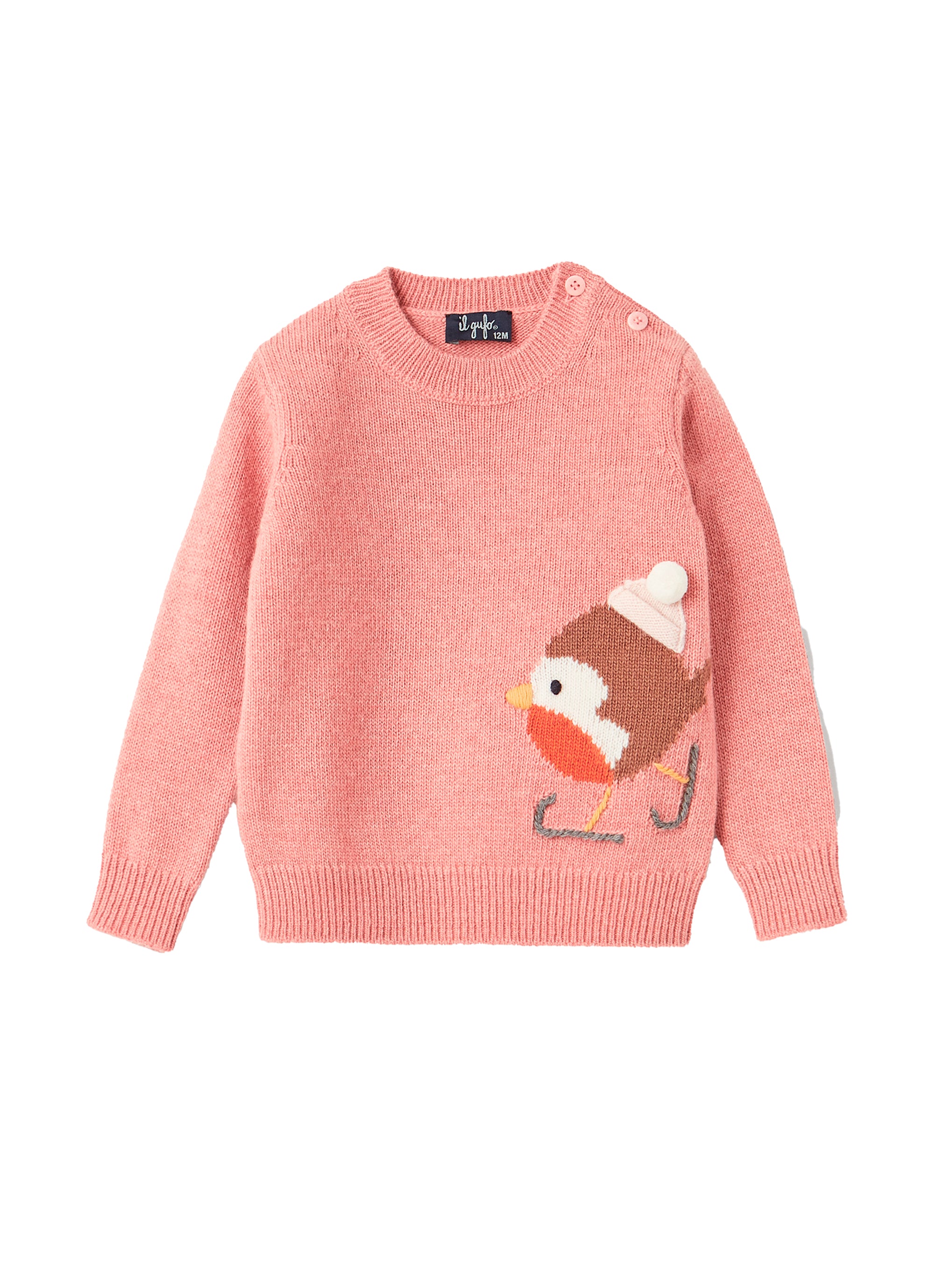 Wool embroidered jumper - Rosa Bubble & Quarzo Rosa