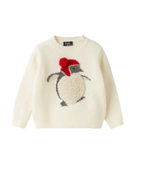 Maglia In Lana Bianca Con Pinguino