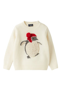 DOUBLON DEVIENT OK PICS / Maglia in lana bianca con pinguino