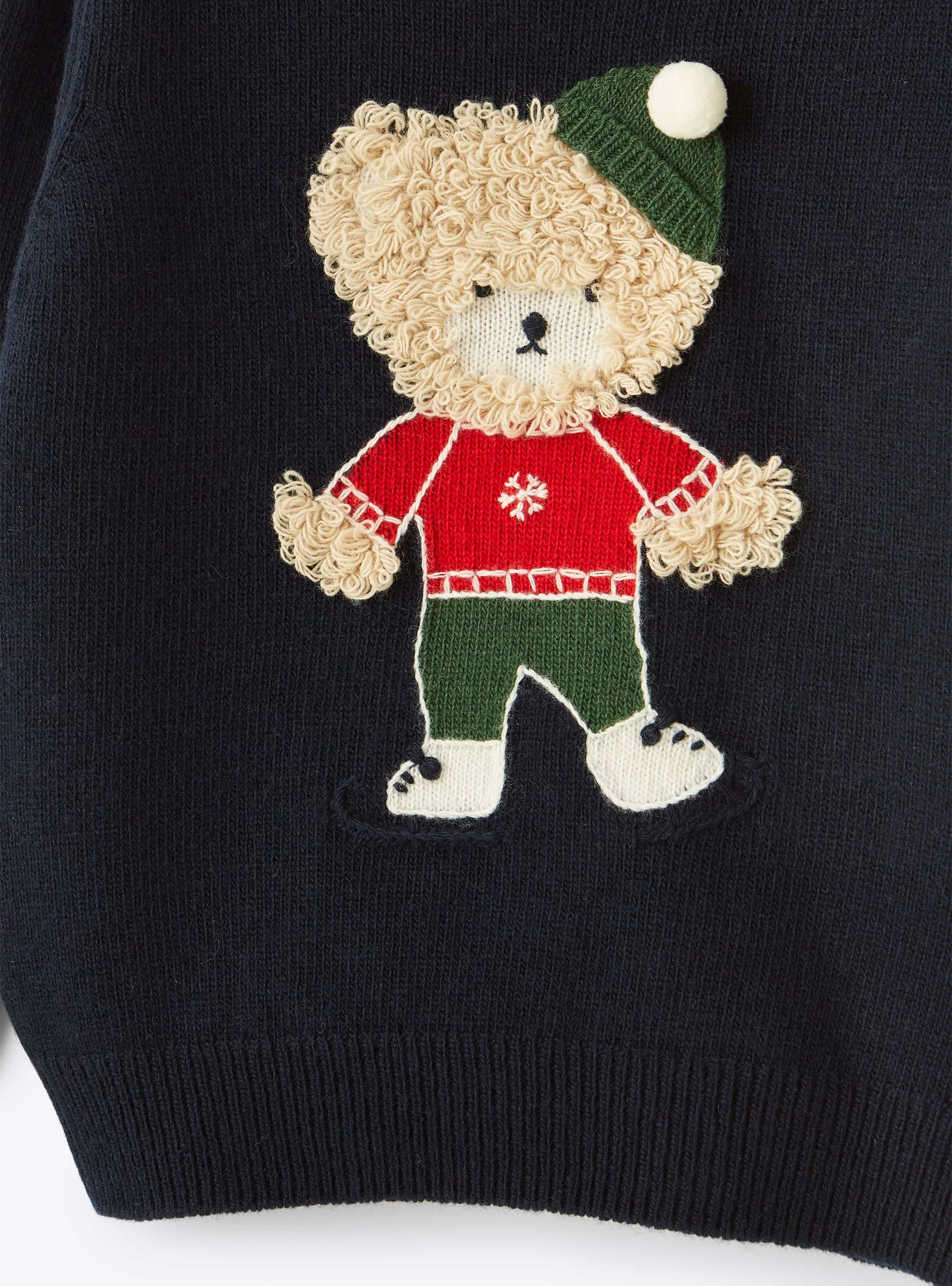 Wool skating bear jumper - Blue & Berry