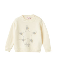 Pull avec étoile brodée et pompon - Latte & Grigio