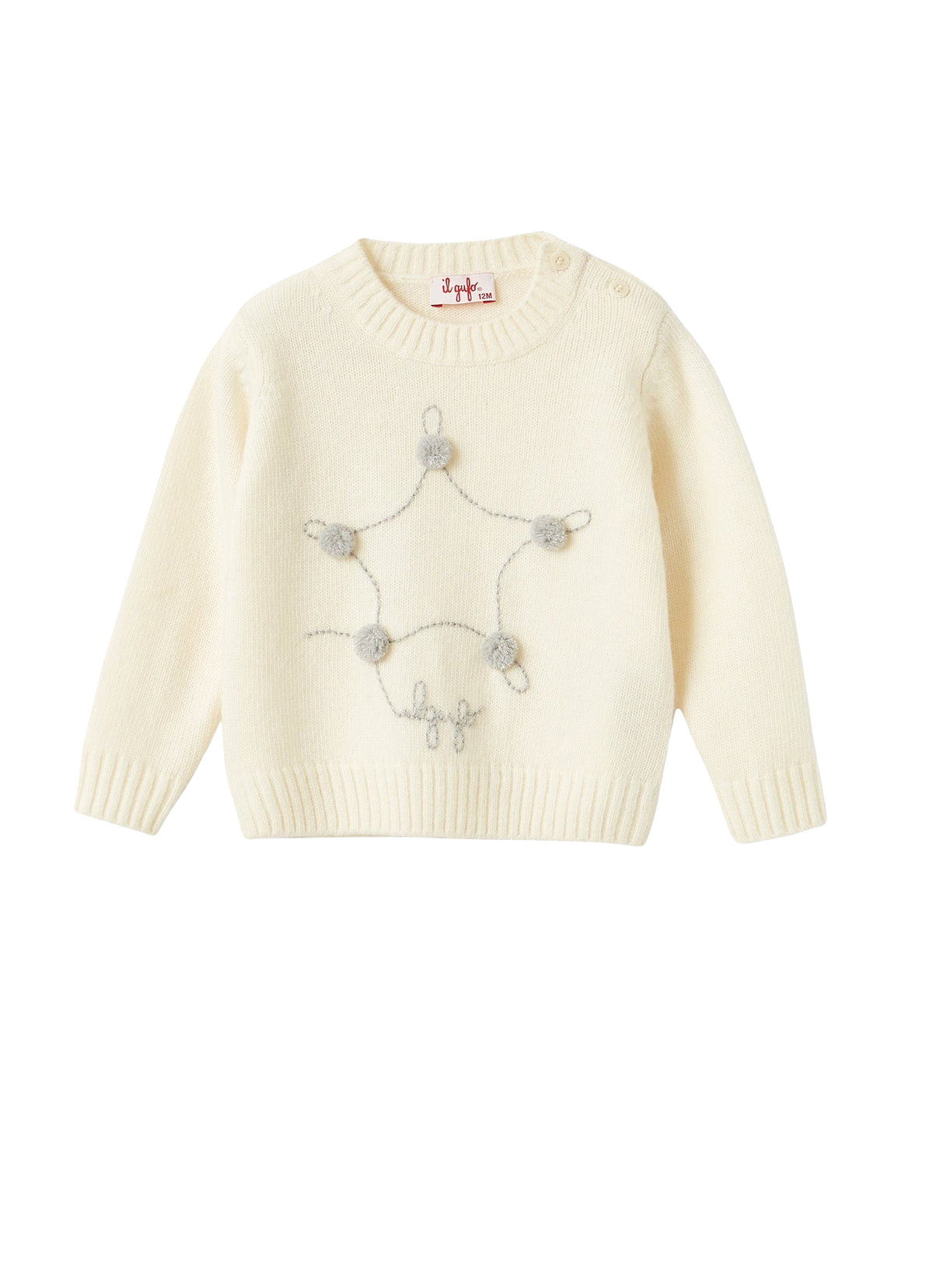 Pull avec étoile brodée et pompon - Latte & Grigio