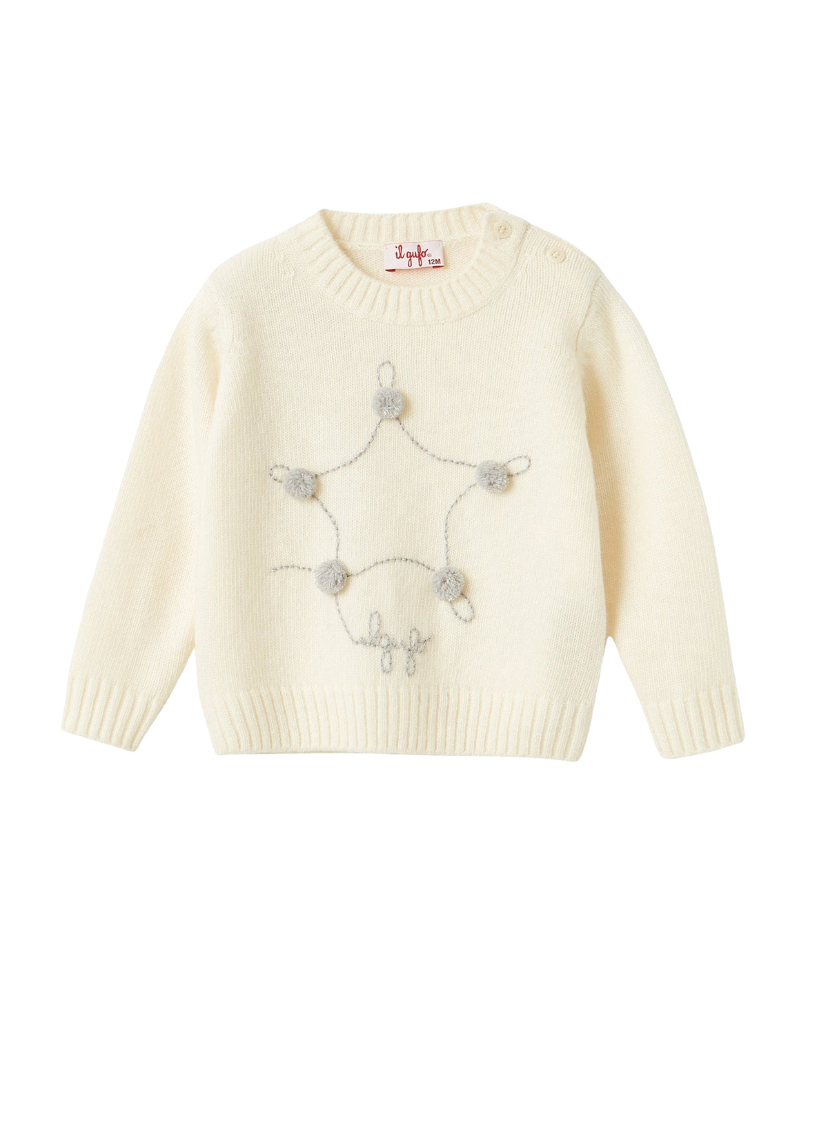 Pull avec étoile brodée et pompon - Latte & Grigio