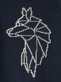 Crew-neck jumper with embroidery - Blue & Perla