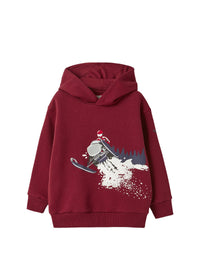 Felpa con cappuccio stampa motoslitta