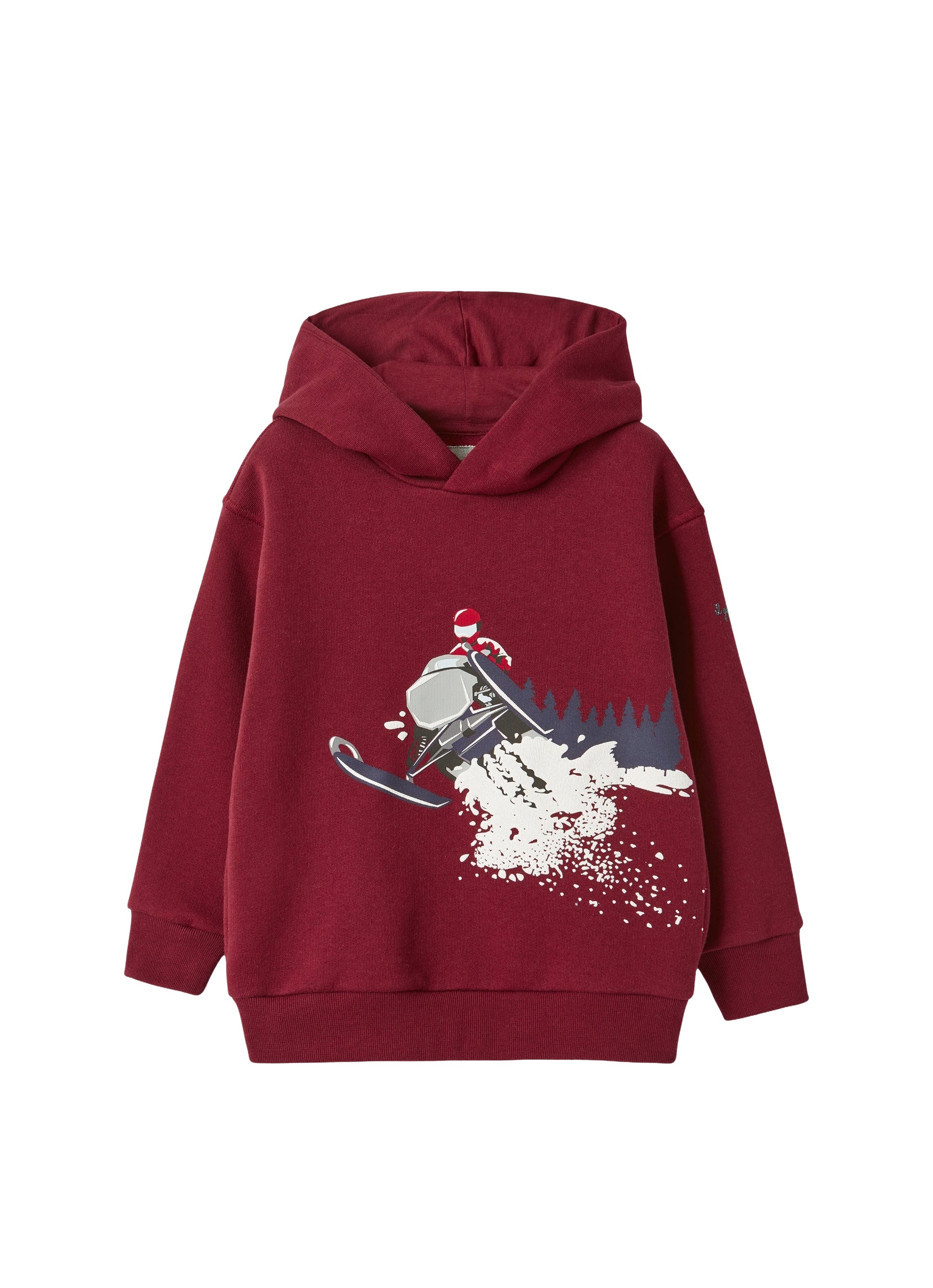 Felpa con cappuccio stampa motoslitta
