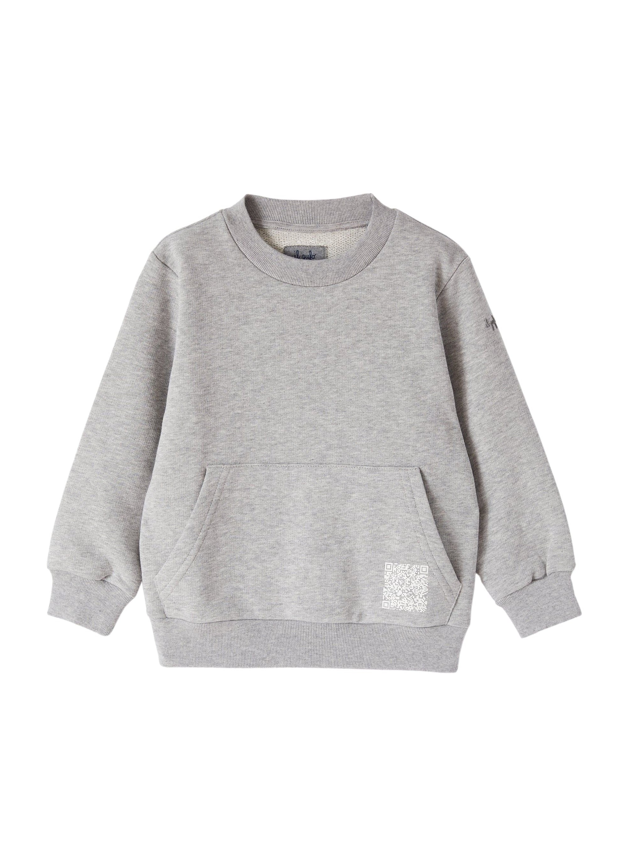 Round-neck sweatshirt with maxi pocket - Grey & Milk