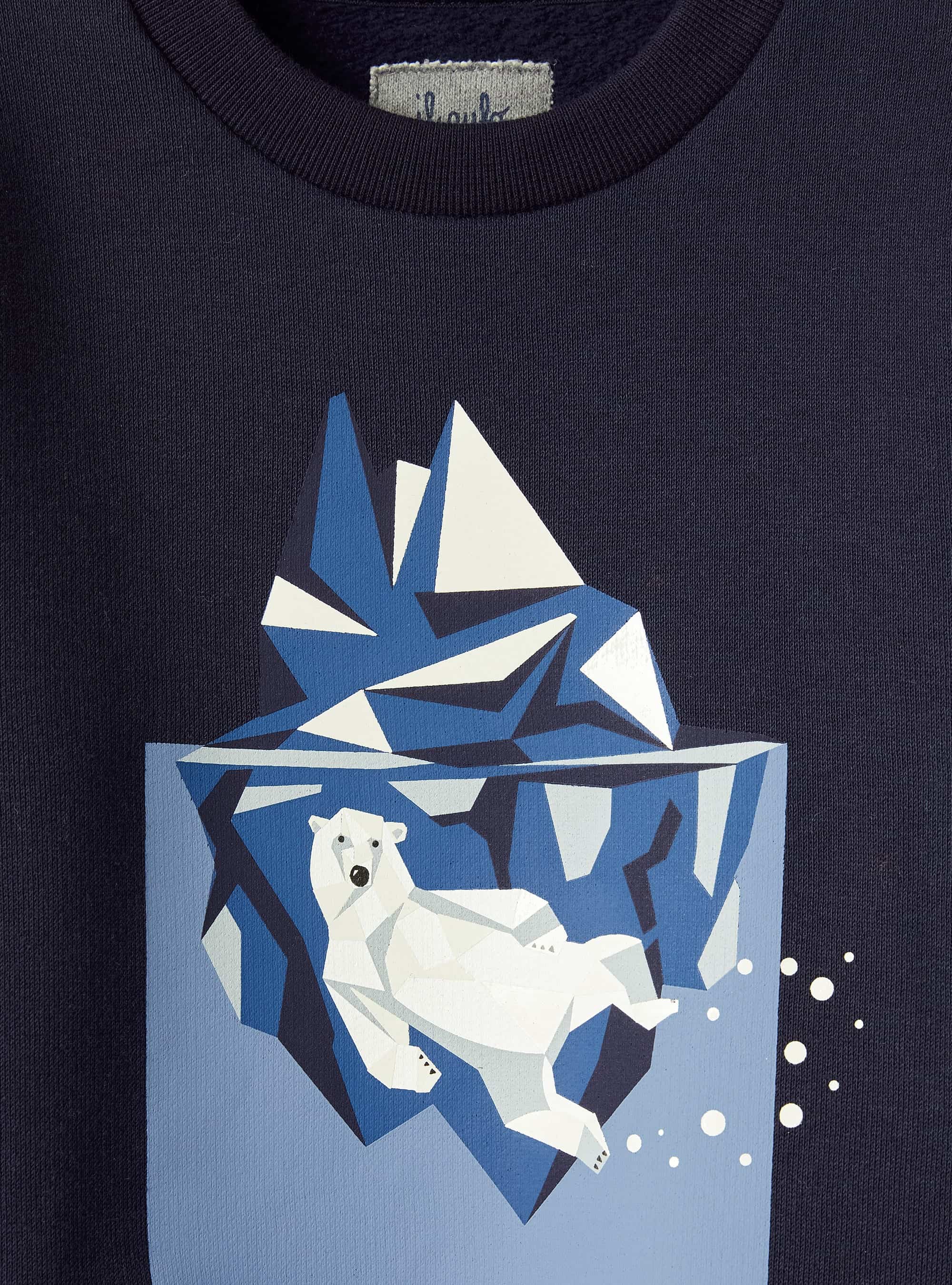 Polar bear print sweatshirt - Blue Marino & Blue Royal