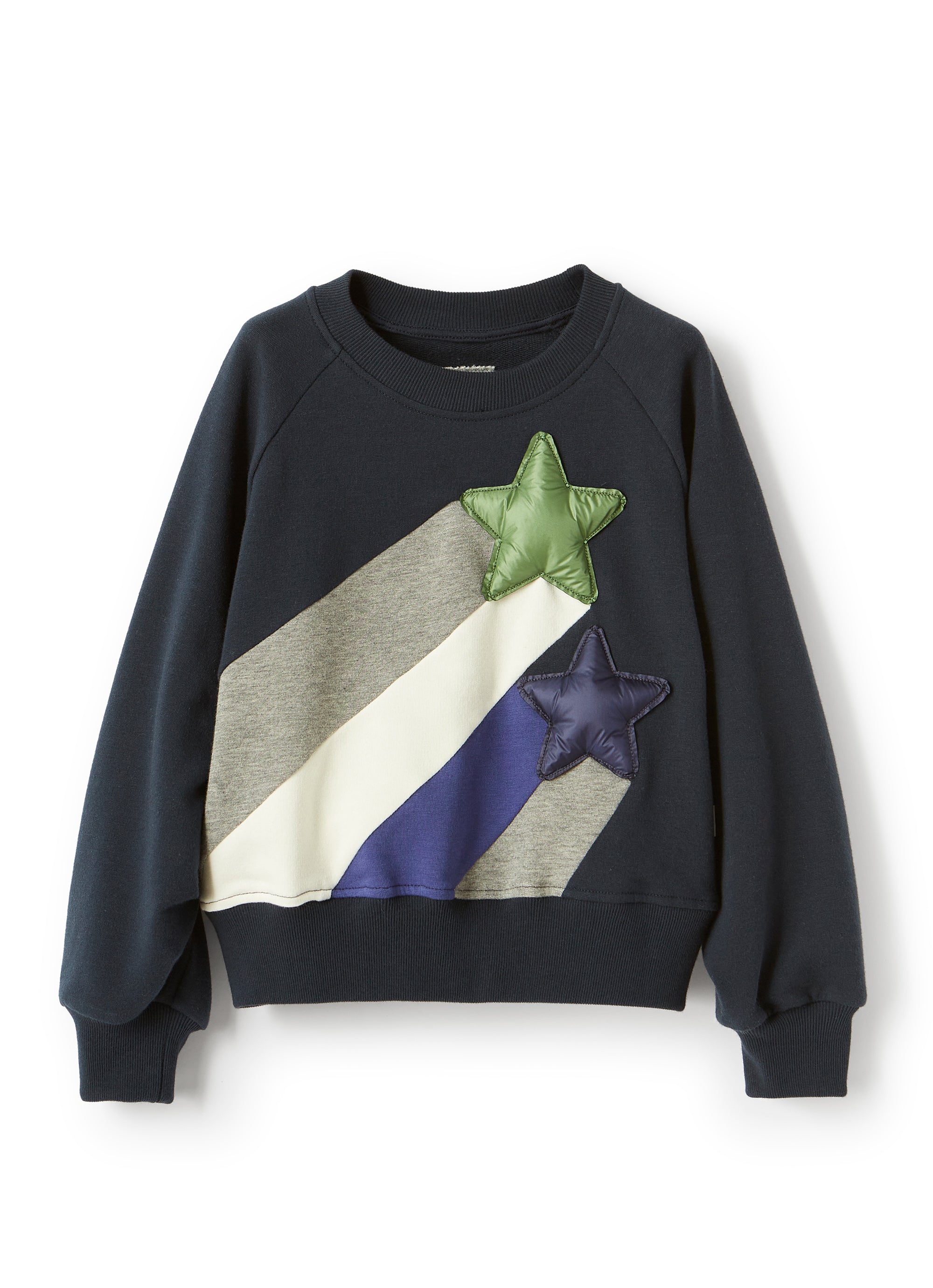 Round-neck sweatshirt with stars - Blue Navy & Verde Wimbledon