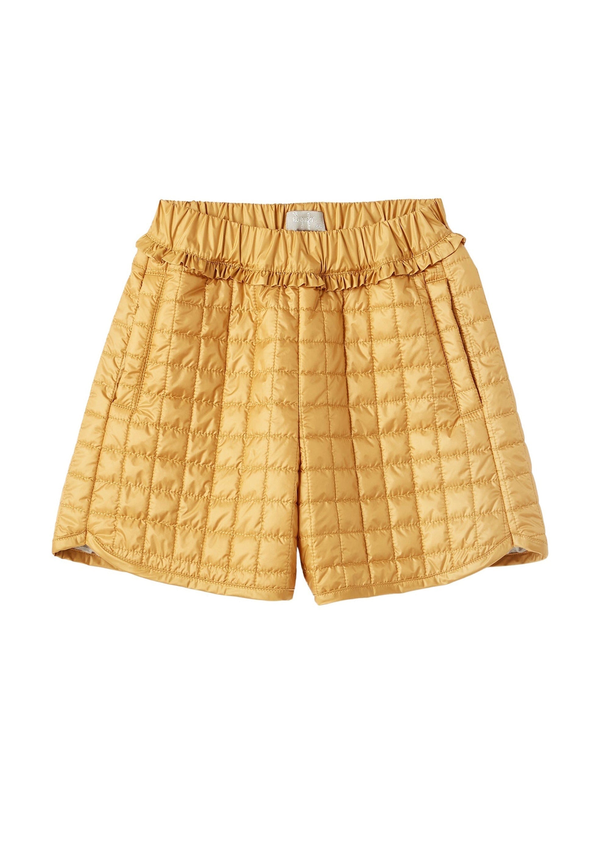 Bermuda in nylon trapuntato giallo