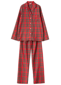 Long-sleeved pyjamas with classic lapels - Berry Red