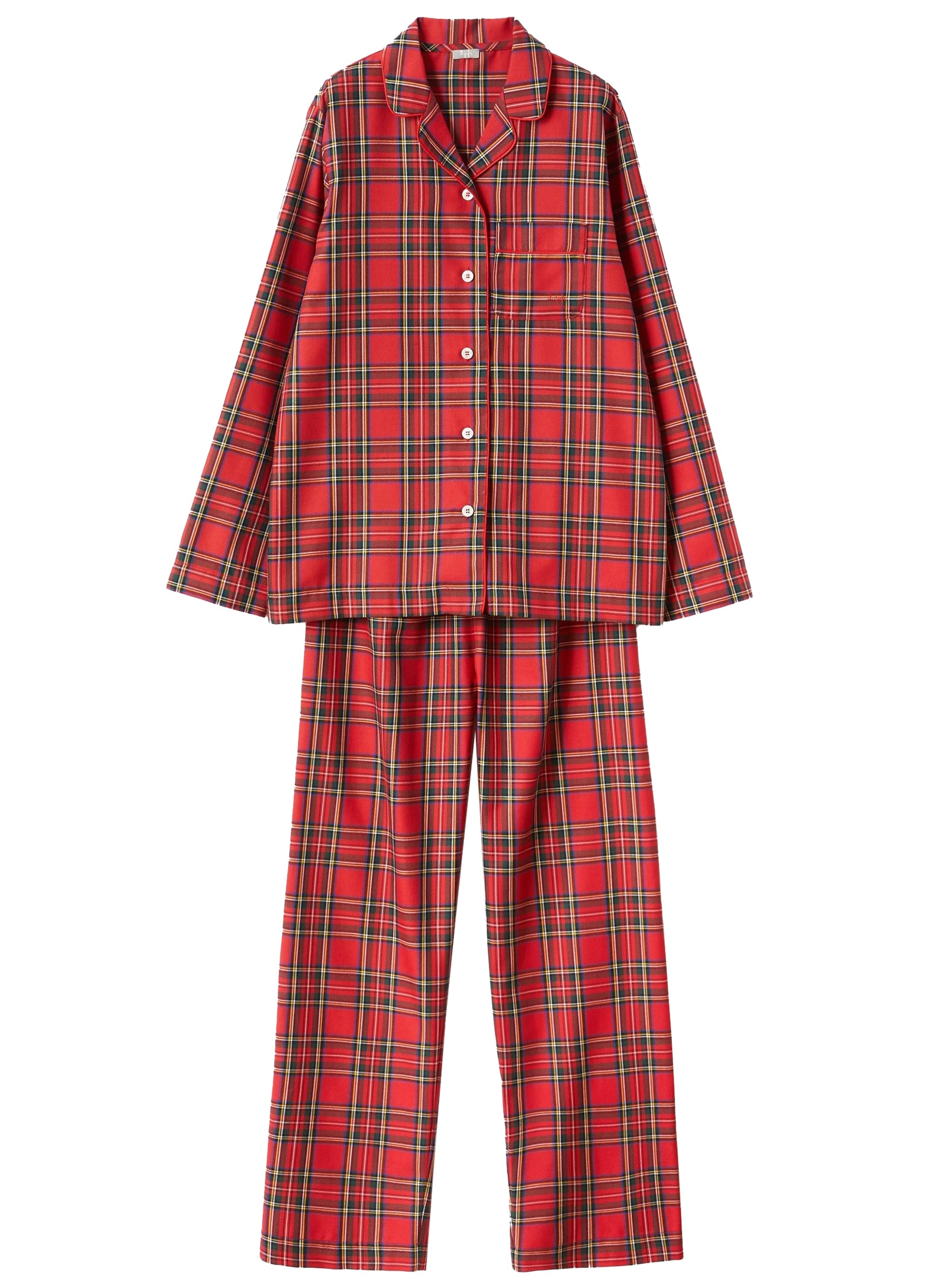 Long-sleeved pyjamas with classic lapels - Berry Red