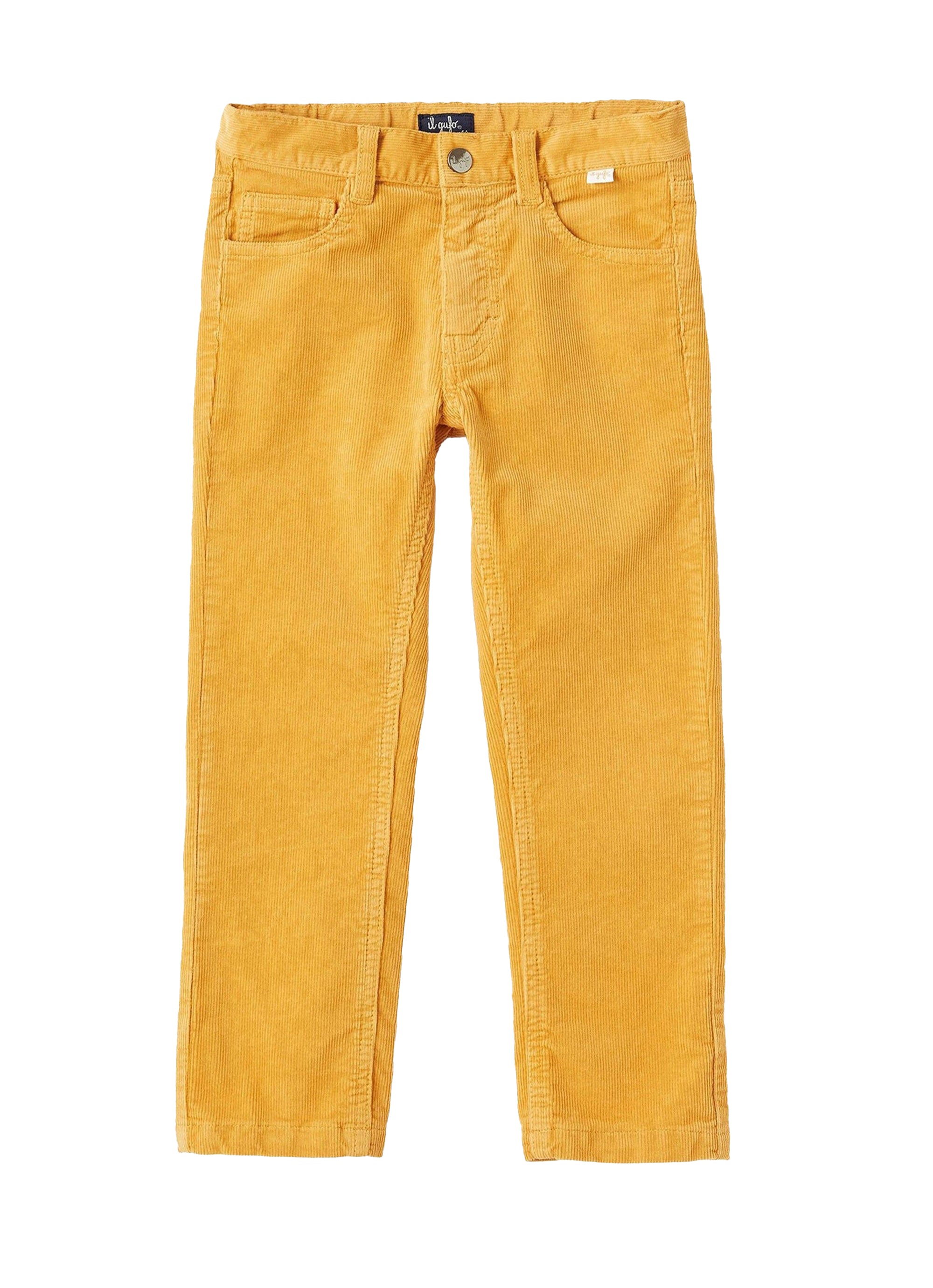 Pantalone regular fit in velluto giallo