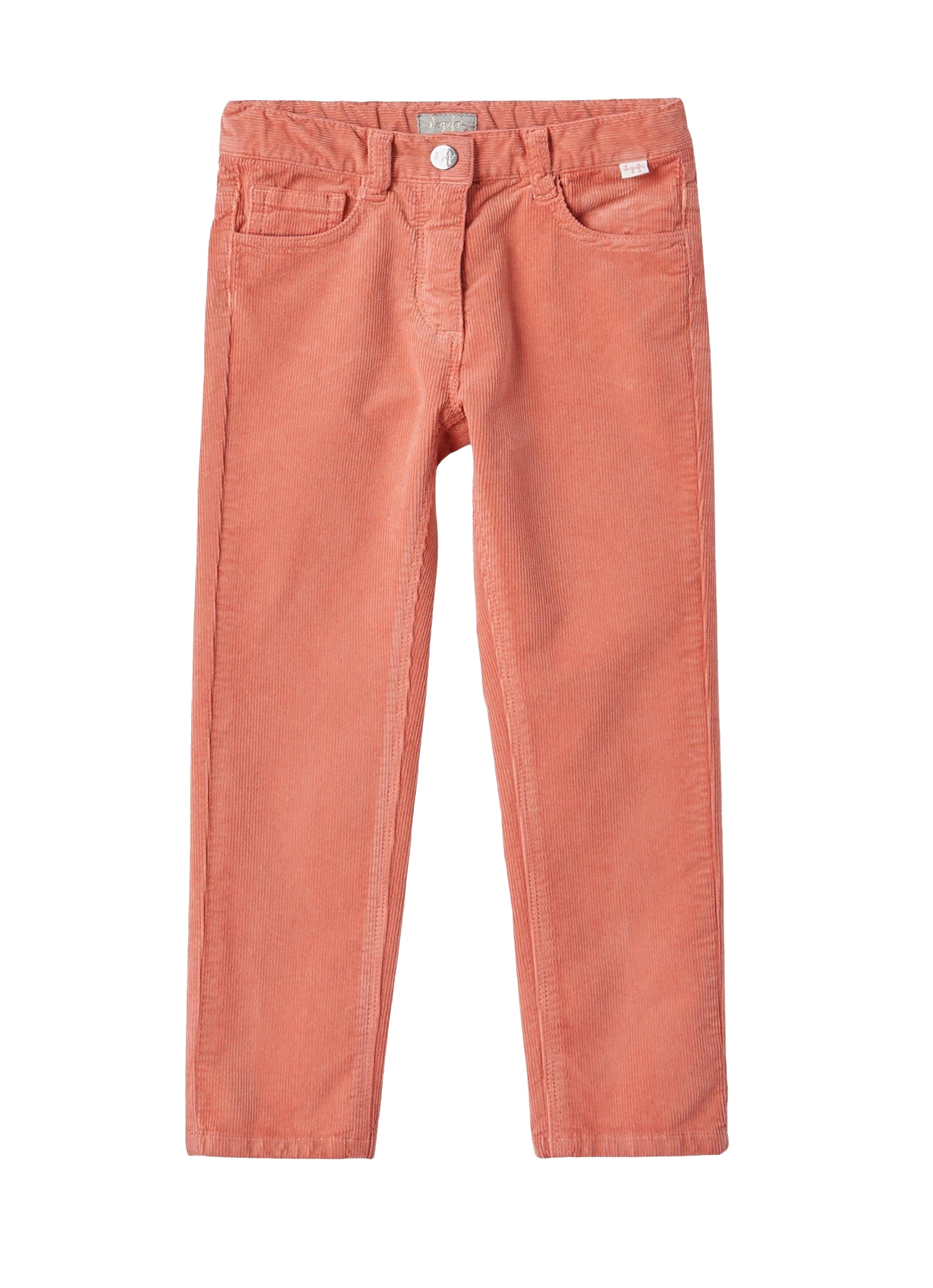 Pantalone slim fit in velluto rosa