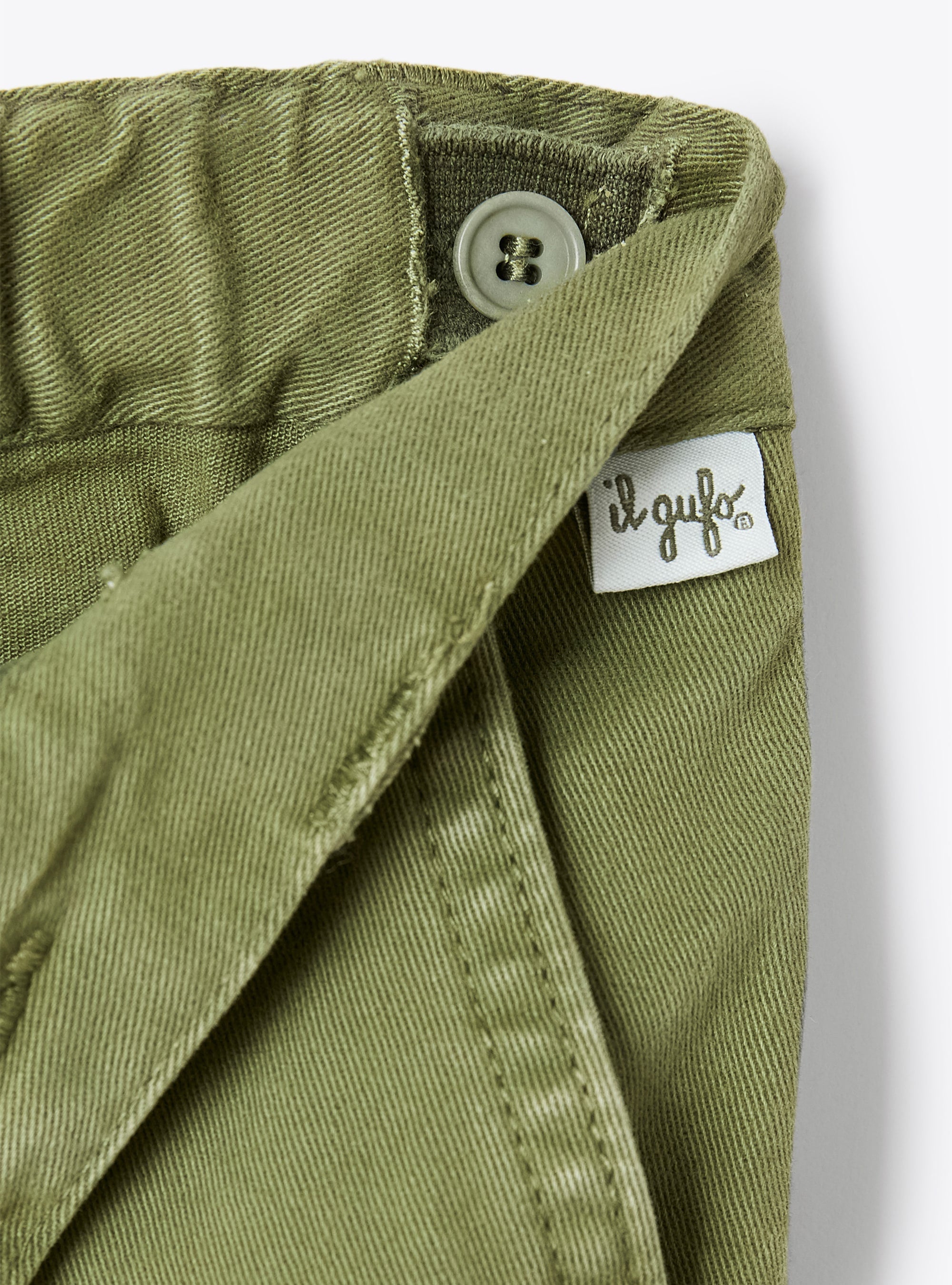 Trousers with side button fastening - Leaf Green