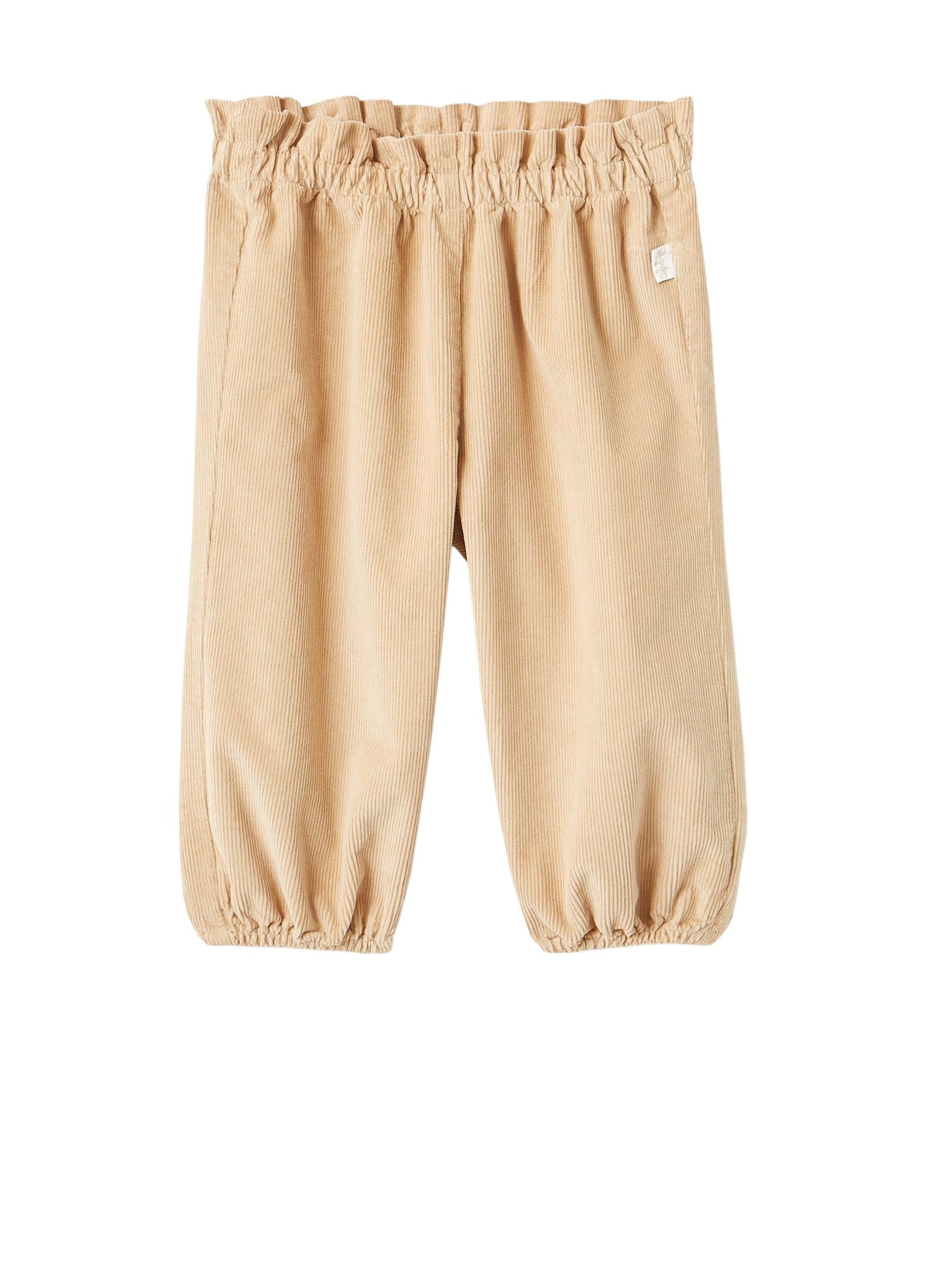 Pantaloni da neonata in velluto sabbia