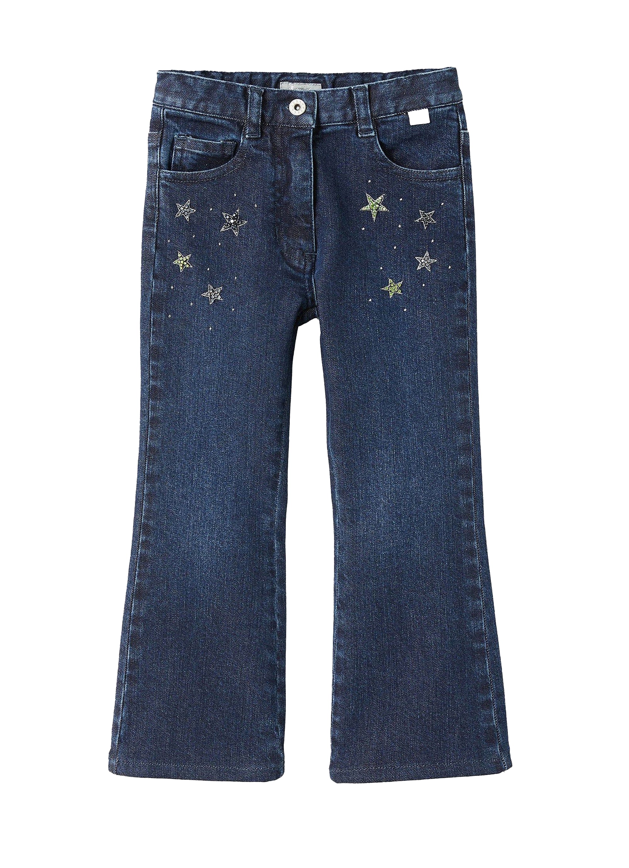 Jeans flare con perline applicate