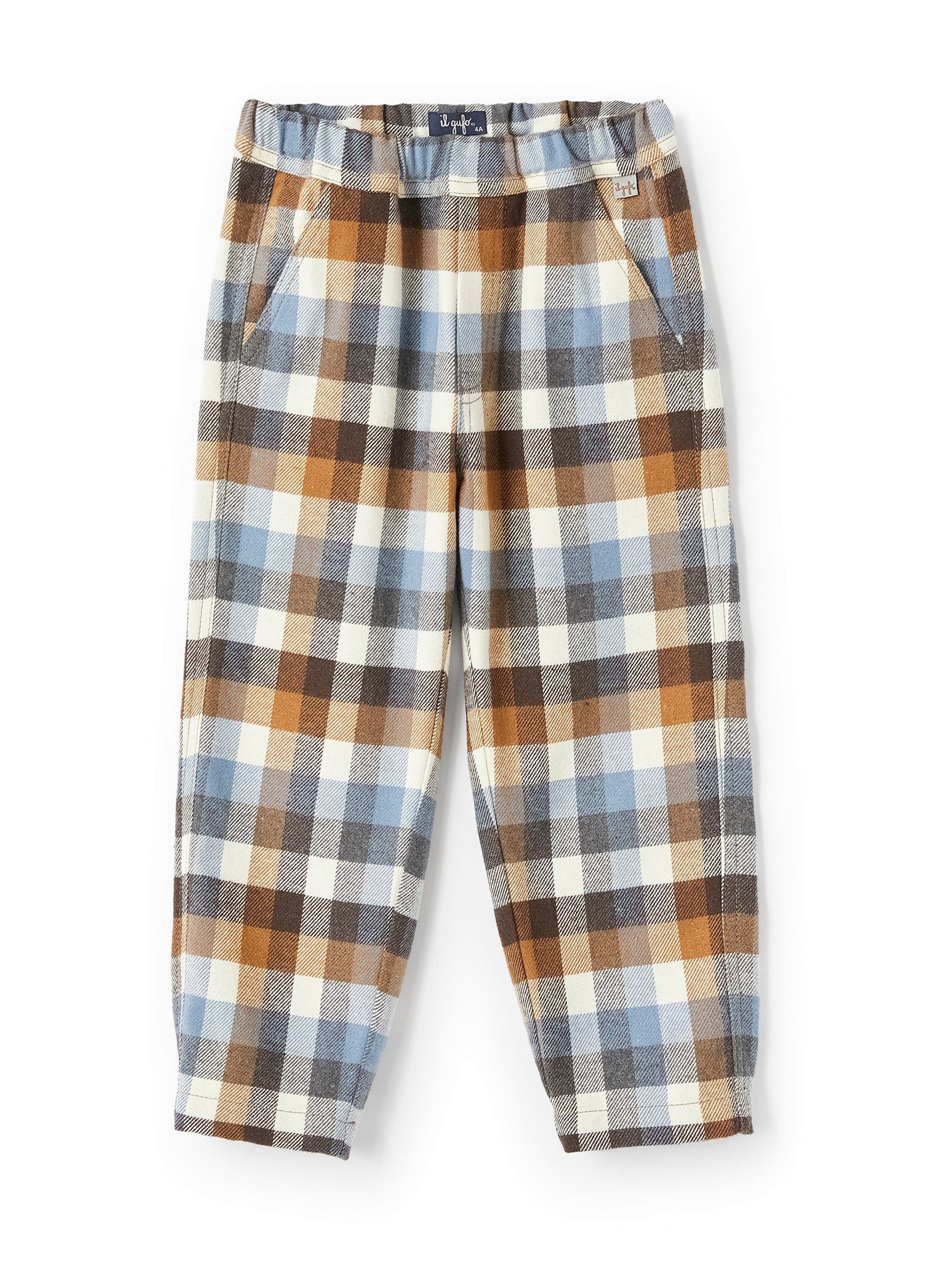 Checked carrot trousers - Blue Polvere