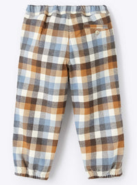 Checked carrot trousers - Blue Polvere