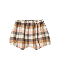 Short in cotone a quadri da neonata