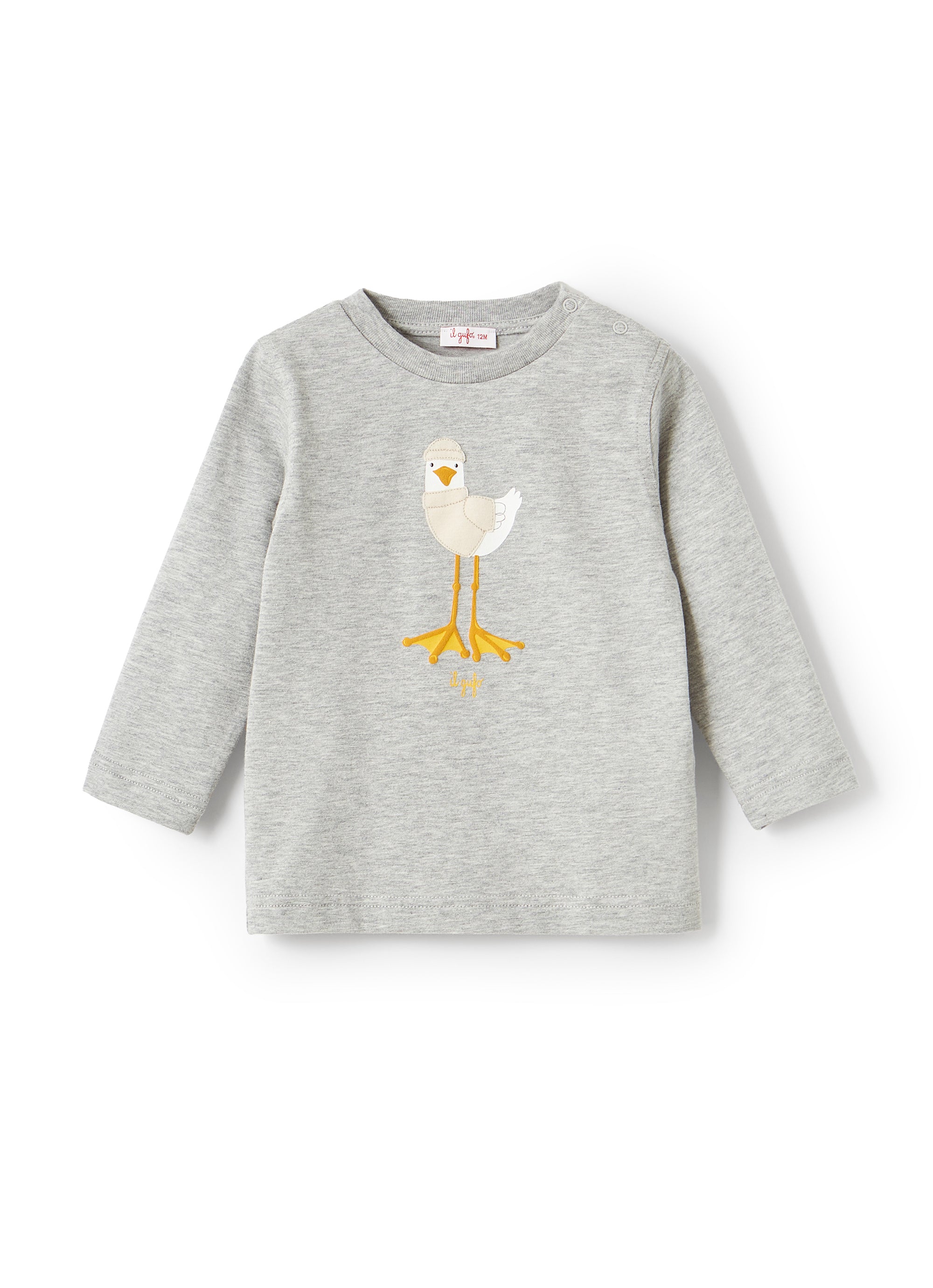 Seagull long-sleeved T-shirt - Grigio & Pergamena