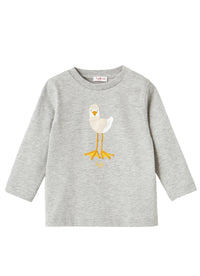 Maglia in jersey grigio con gabbiano