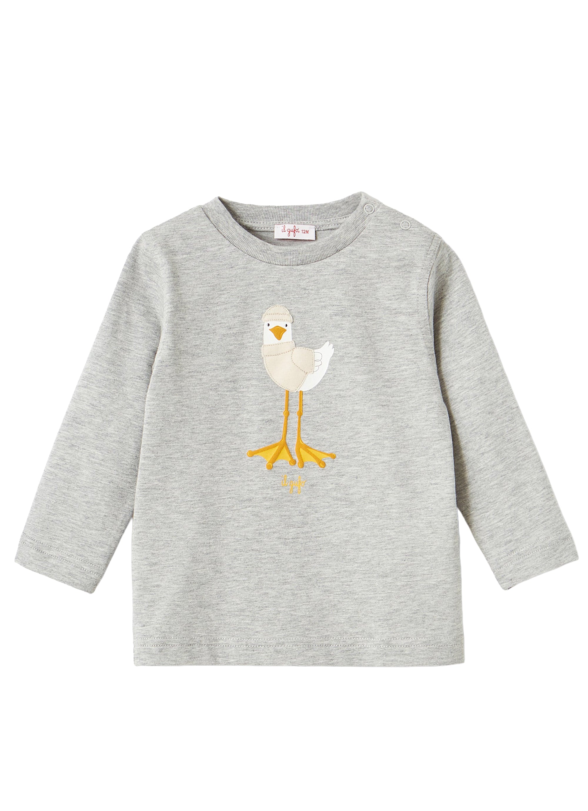 Maglia in jersey grigio con gabbiano