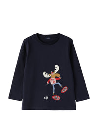 Maglia In Jersey Blu Con Alce