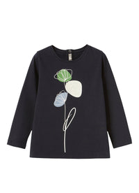 T-shirt avec fleurs - Blu Navy & Verde Scuro