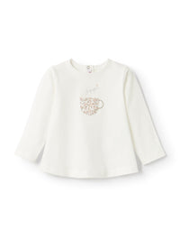 Embroidered long-sleeved T-shirt - Latte & Rosa