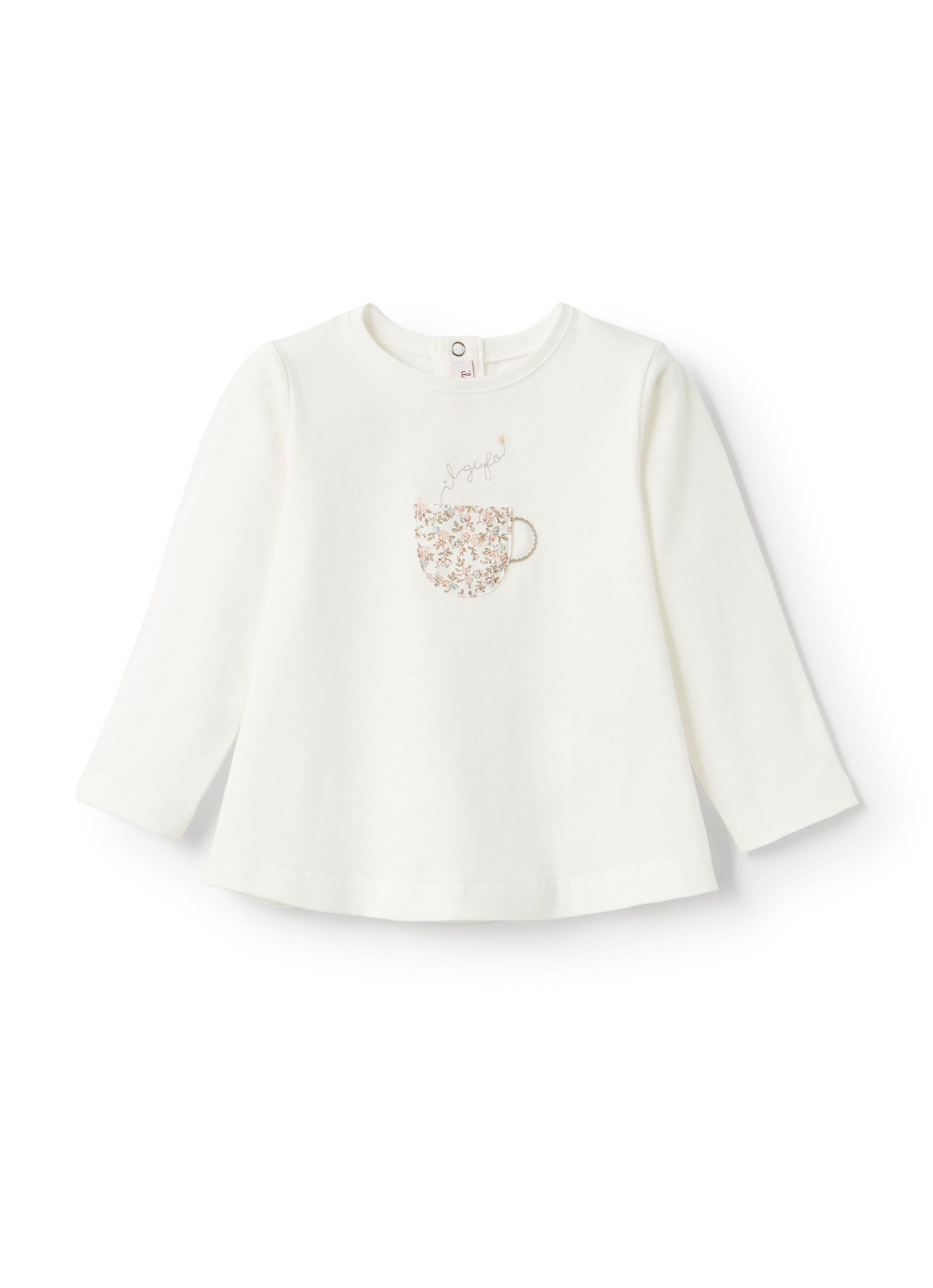 Embroidered long-sleeved T-shirt - Latte & Rosa