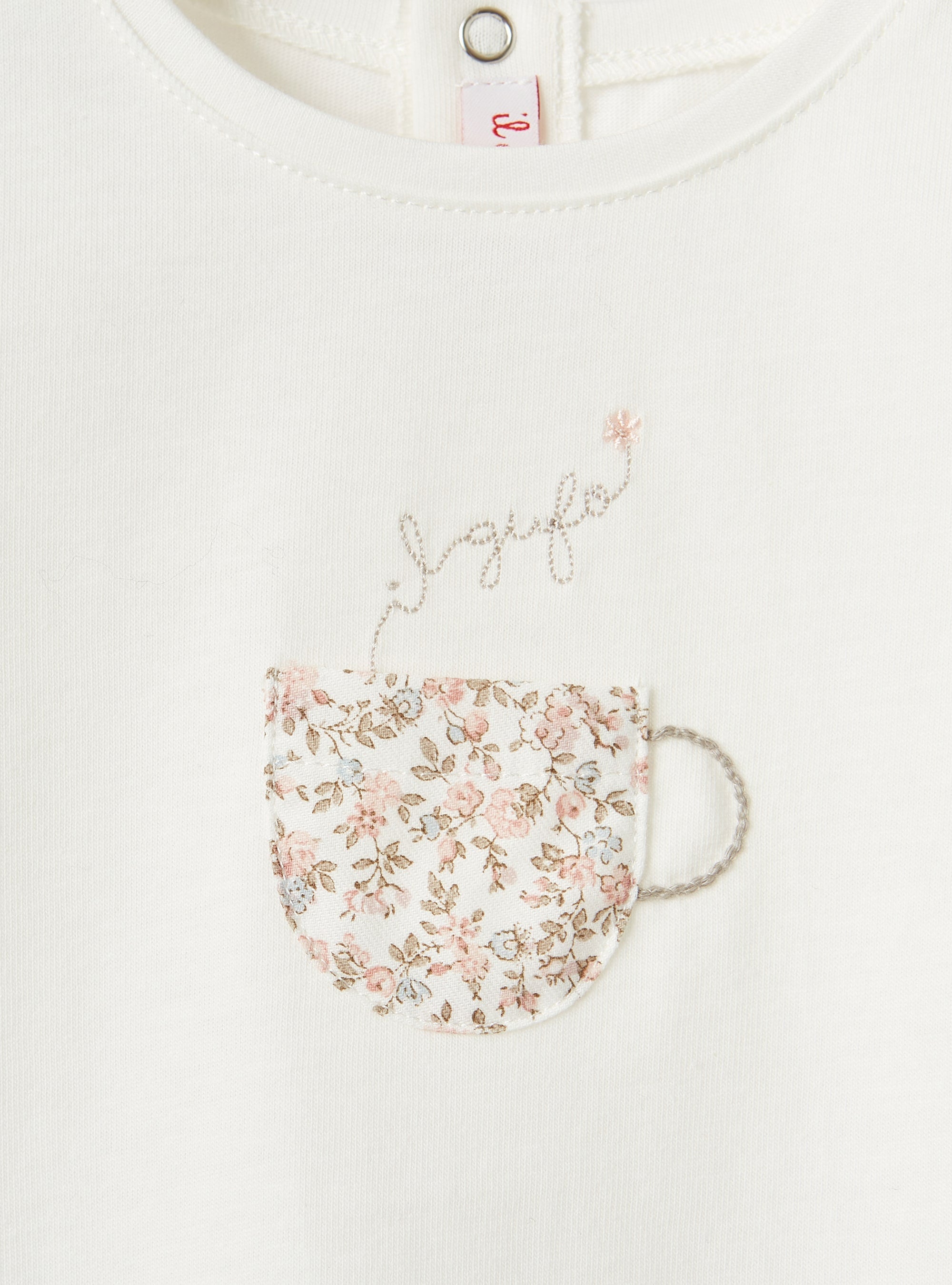 Embroidered long-sleeved T-shirt - Latte & Rosa