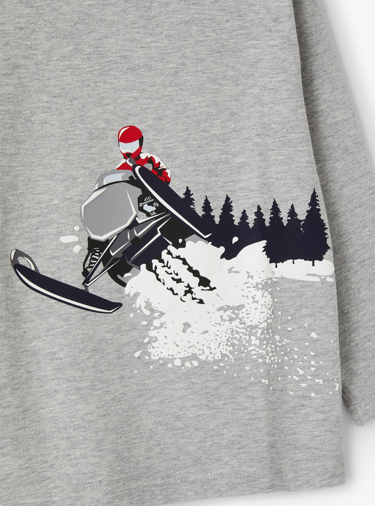 T-Shirt Grigia Con Stampa Motoslitta