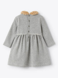 Dress with fur inserts - Grigio & Nocciola