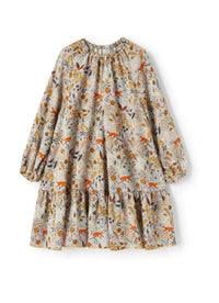 Frilled dress with fox pattern - Arctic Grey