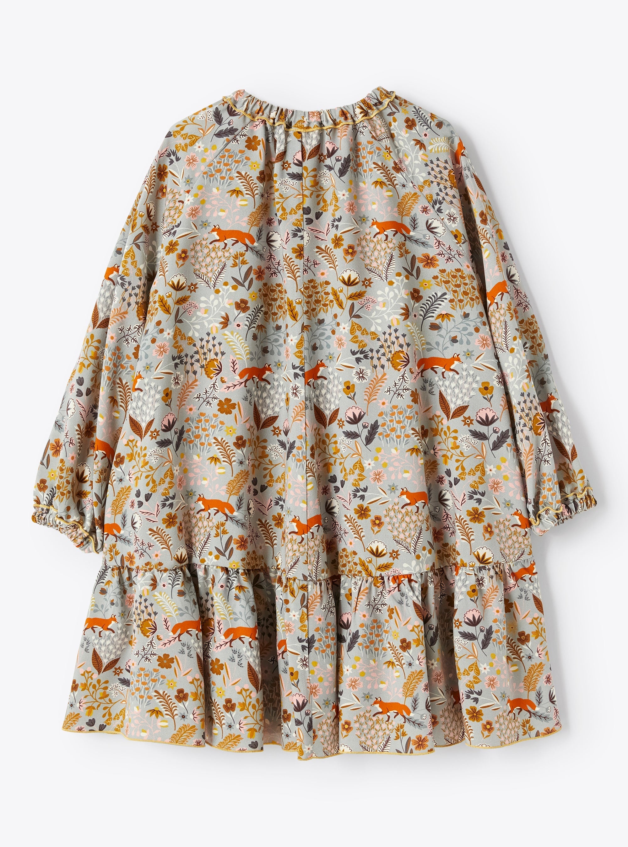 Frilled dress with fox pattern - Arctic Grey