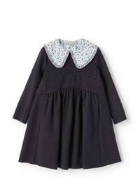 Dress with patterned collar - Blue Marino & Blue Royal