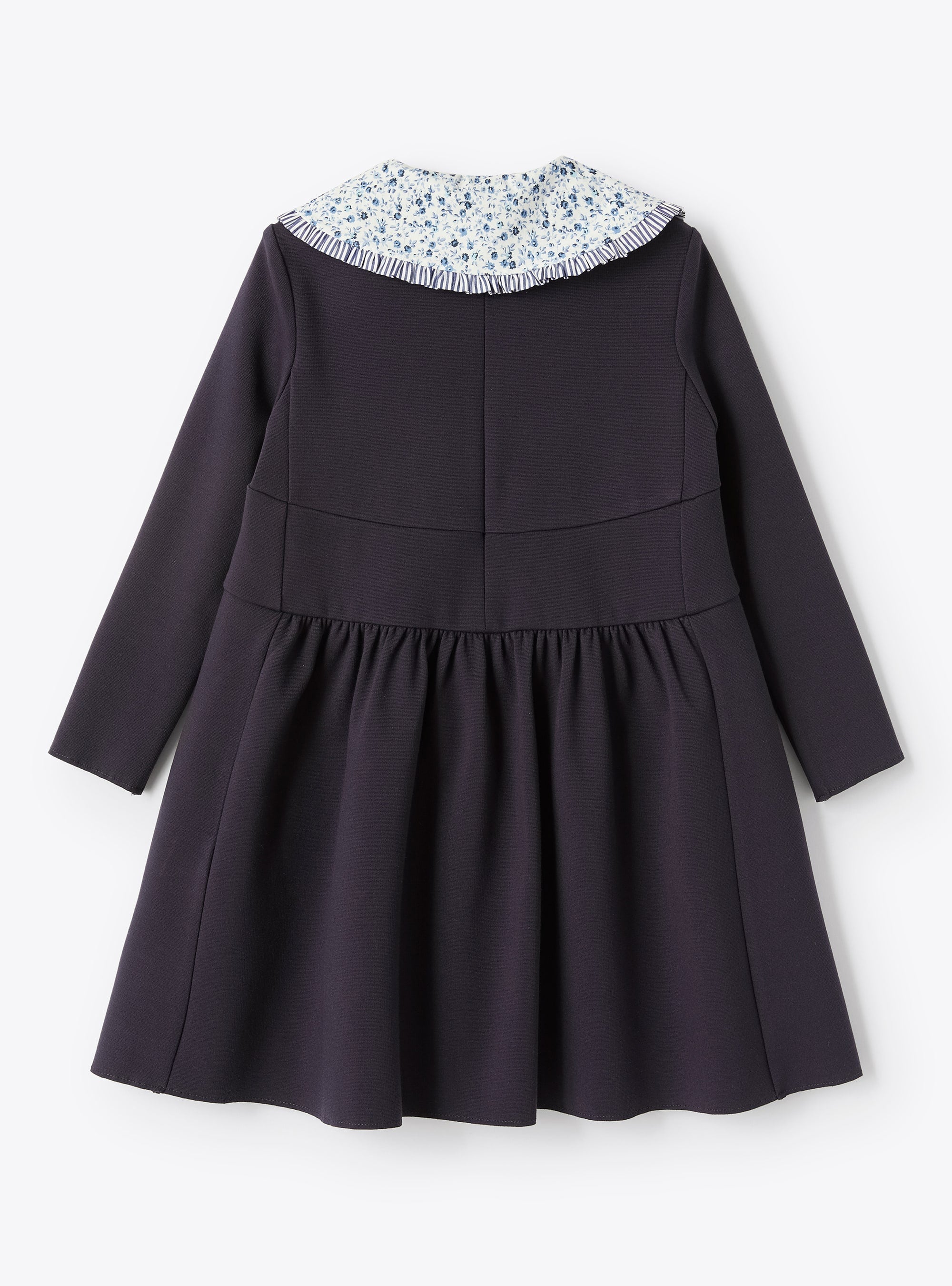 Dress with patterned collar - Blue Marino & Blue Royal